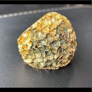 Dyadema 925 Italy Gold Plated Over Sterling Silver Domed Flower Ring